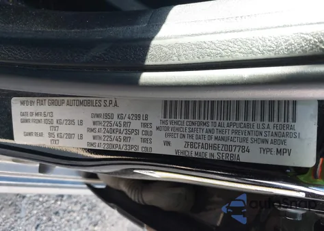 2014 Fiat 500L Trekking z USA, uszkodzony, nr VIN ZFBCFADH6EZ007784